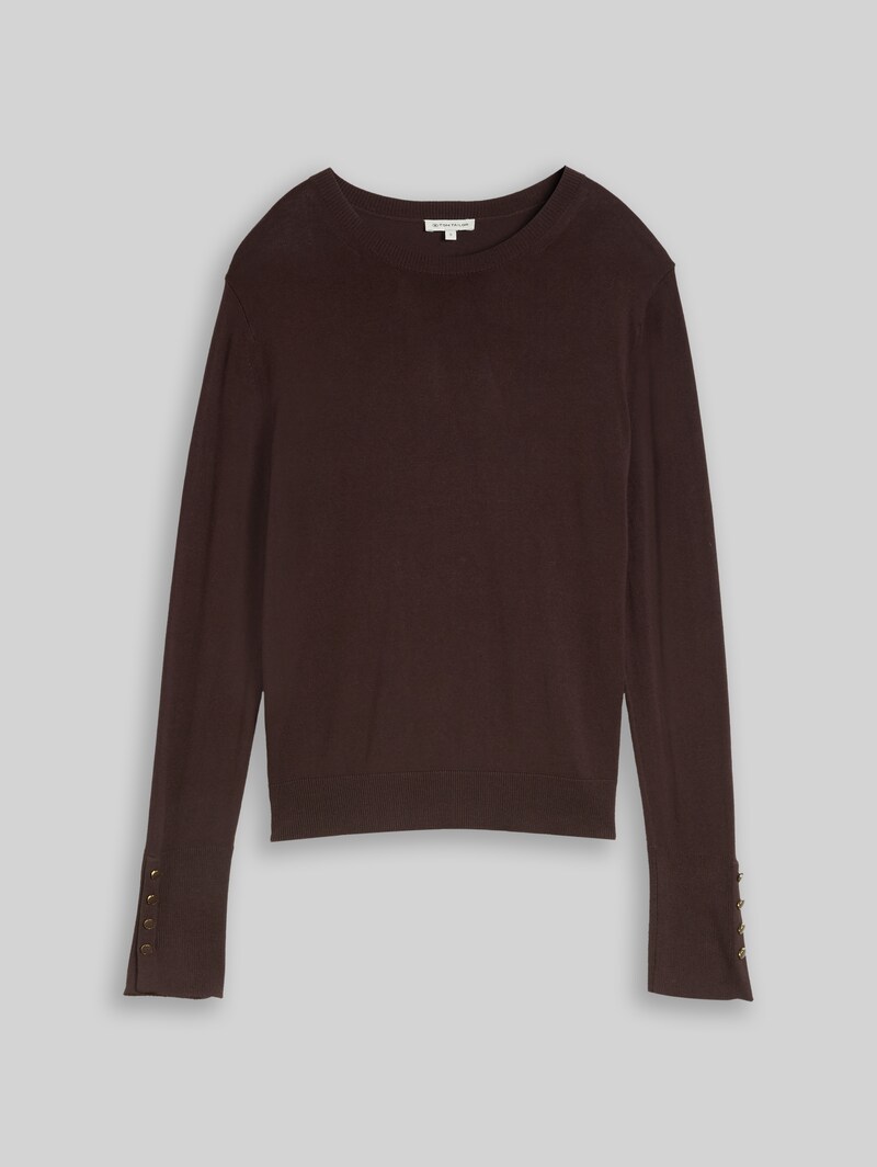 Tom Tailor Strickpullover mit Knopf-Details - Java Dark Brown