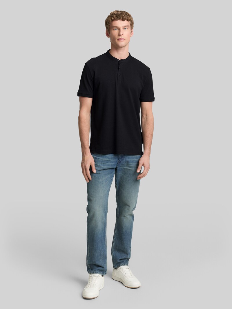 Tom Tailor Piqué Poloshirt mit Stehkragen - Black