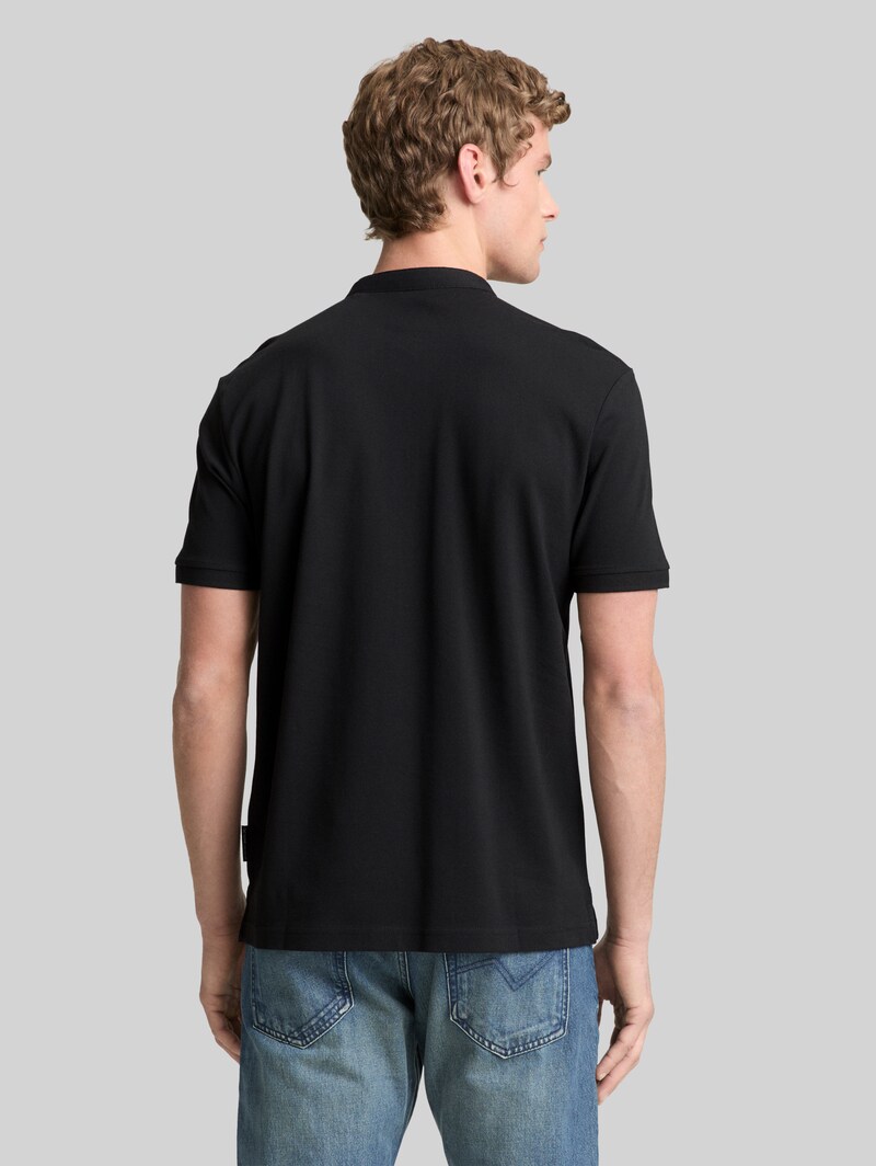 Tom Tailor Piqué Poloshirt mit Stehkragen - Black