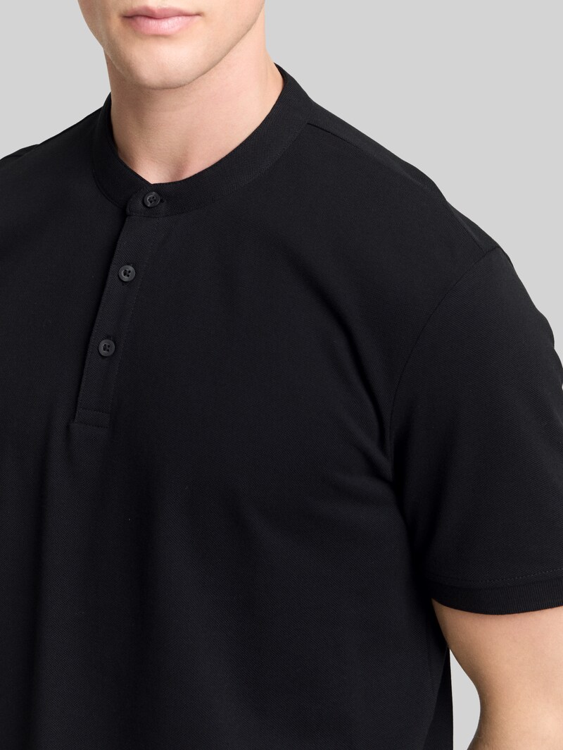 Tom Tailor Piqué Poloshirt mit Stehkragen - Black