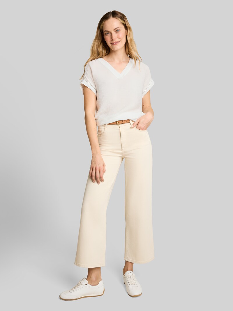 Tom Tailor Loose Fit Bluse mit V-Ausschnitt - Whisper White