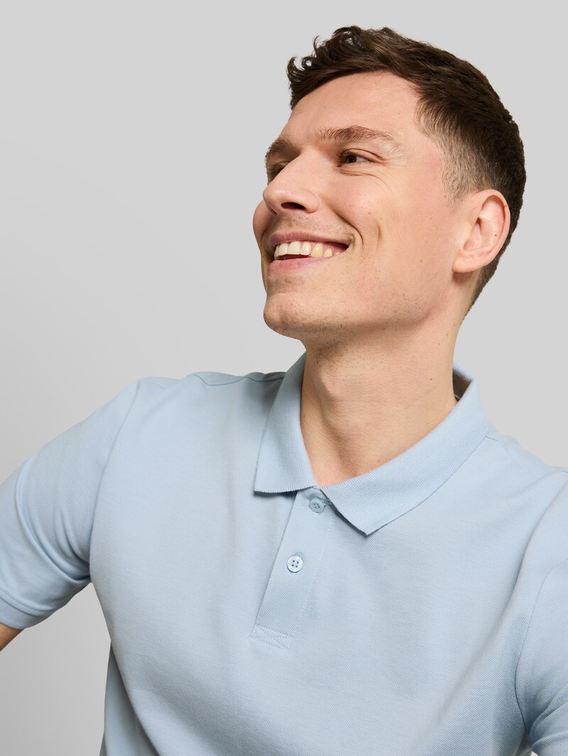 Tom Tailor Piqué Poloshirt aus Baumwolle - Smart Light Blue
