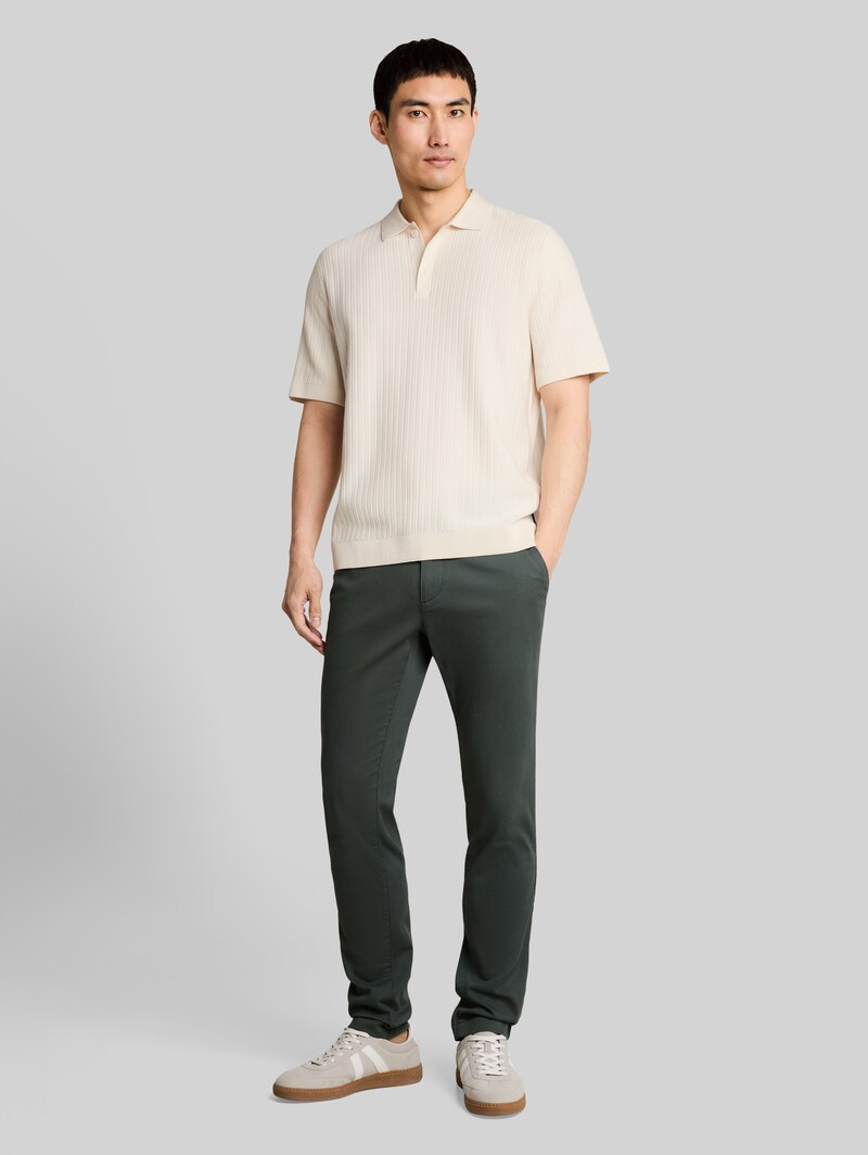 Tom Tailor Strick-Poloshirt aus Baumwolle - Gardenia White
