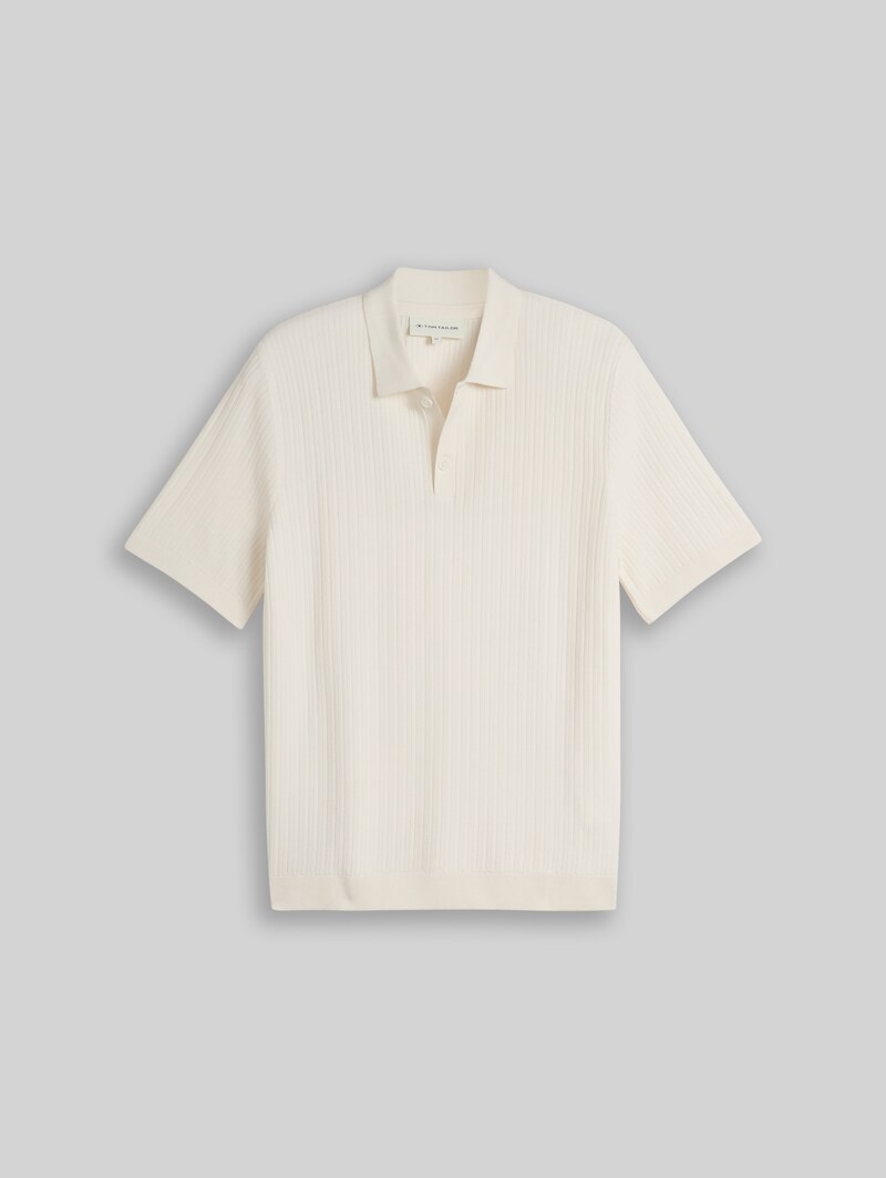 Tom Tailor Strick-Poloshirt aus Baumwolle - Gardenia White