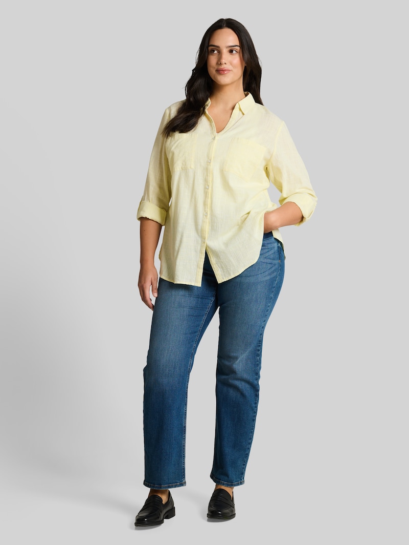 Tom Tailor Plus Size - Bluse mit Brusttaschen - Soft Lemon