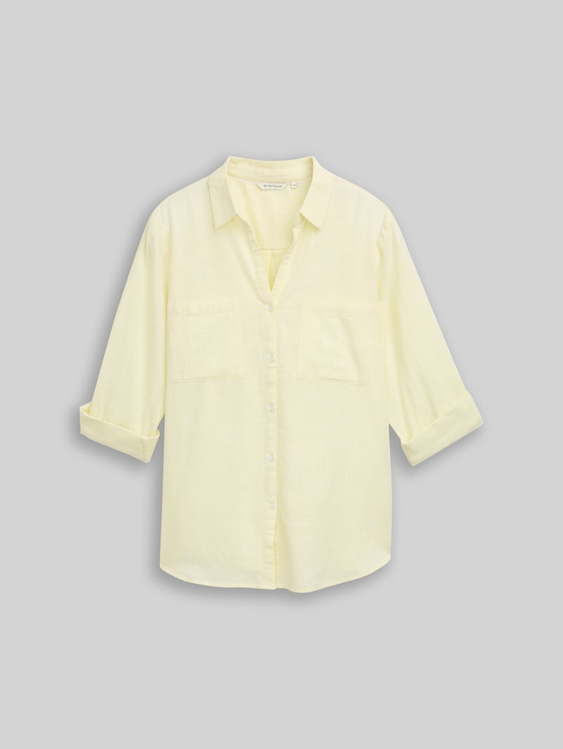 Tom Tailor Plus Size - Bluse mit Brusttaschen - Soft Lemon