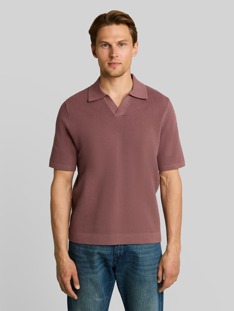 Tom Tailor Piqué Strick-Poloshirt aus Baumwolle - Rose Taupe Tom Tailor Piqué Strick-Poloshirt aus Baumwolle - Rose Taupe