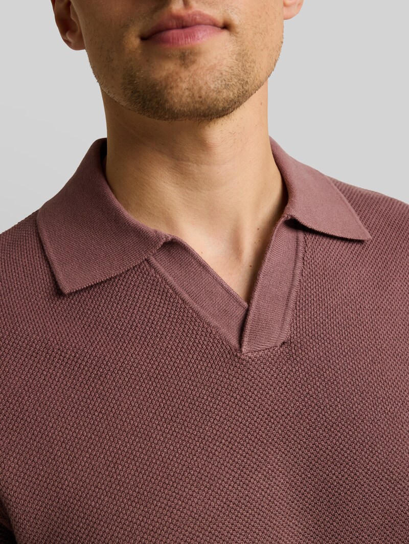 Tom Tailor Piqué Strick-Poloshirt aus Baumwolle - Rose Taupe