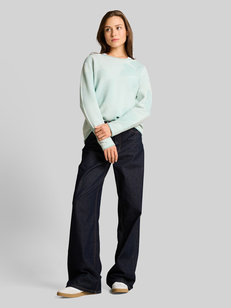 Tom Tailor Strickpullover aus Baumwolle - Mint Ginko Structure Stripe