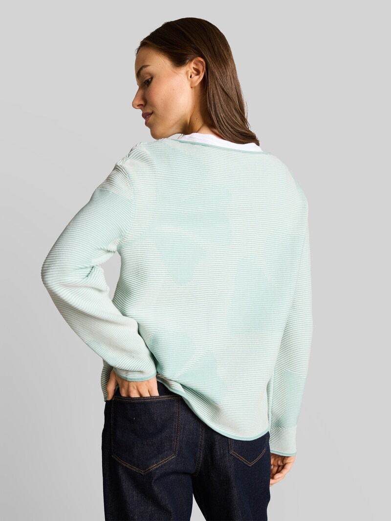 Tom Tailor Strickpullover aus Baumwolle - Mint Ginko Structure Stripe