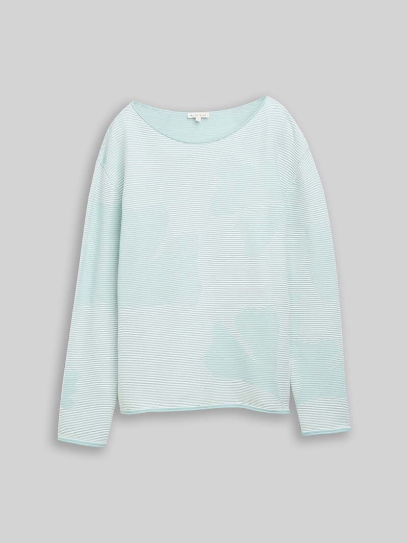 Tom Tailor Strickpullover aus Baumwolle - Mint Ginko Structure Stripe