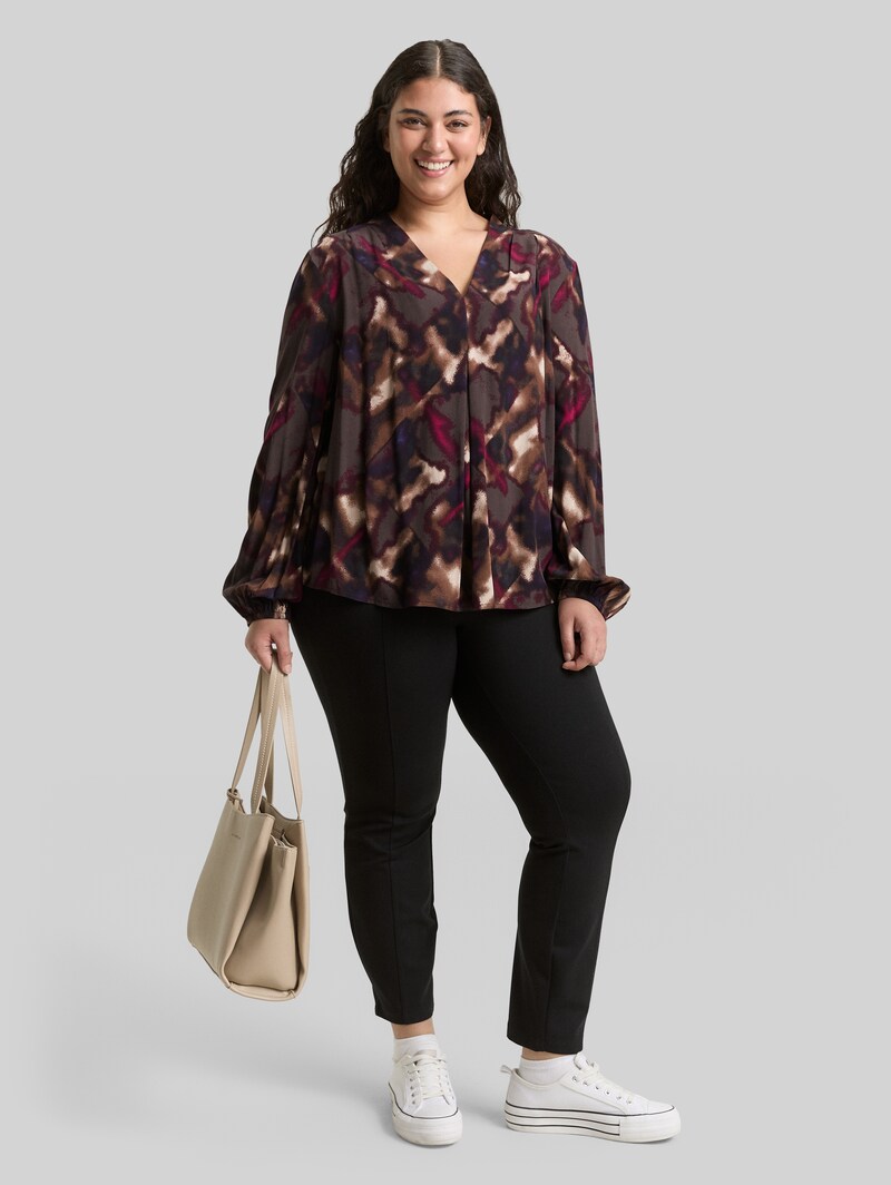 Tom Tailor Plus Size - Bluse mit Muster - Brown Blurry Argyle