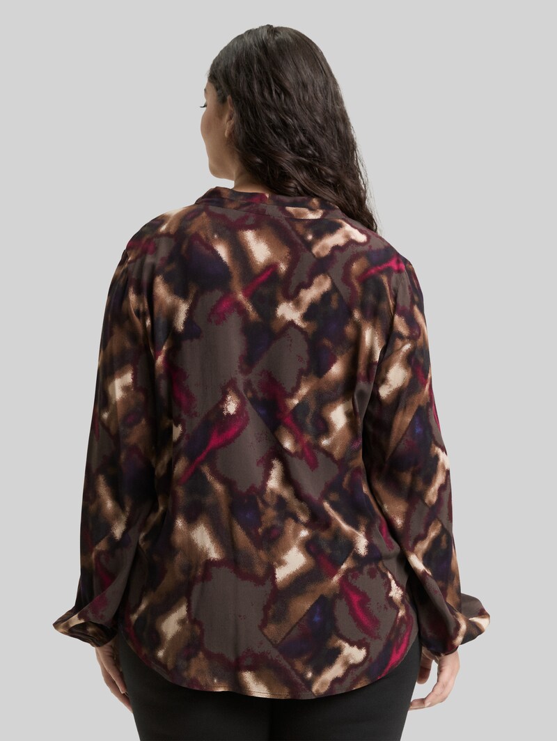 Tom Tailor Plus Size - Bluse mit Muster - Brown Blurry Argyle