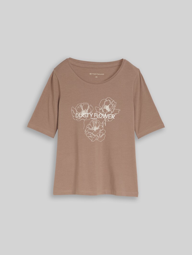 Tom Tailor T-Shirt mit Print - Taupe Grey
