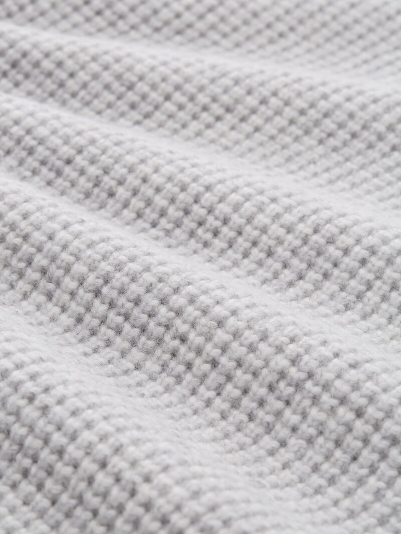 Tom Tailor Strickpullover mit Wollanteil - Light Grey Melange White Core