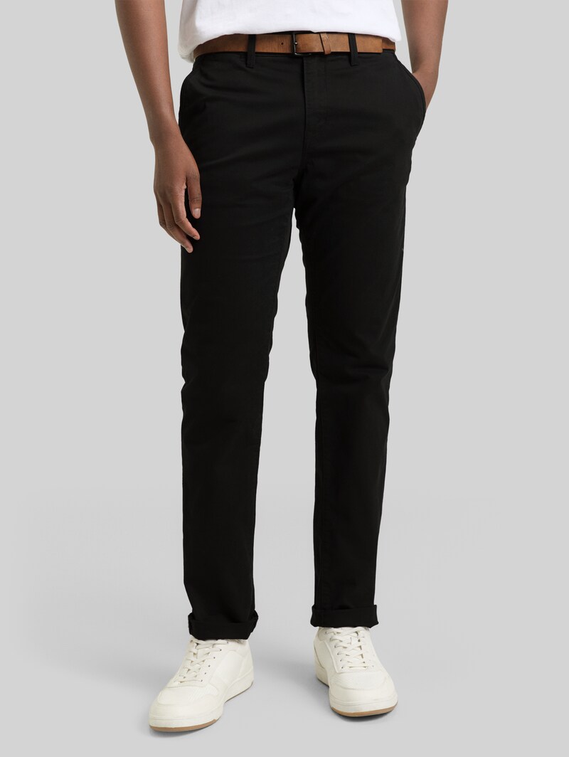 Tom Tailor Slim Chino Hose mit Gürtel - Black
