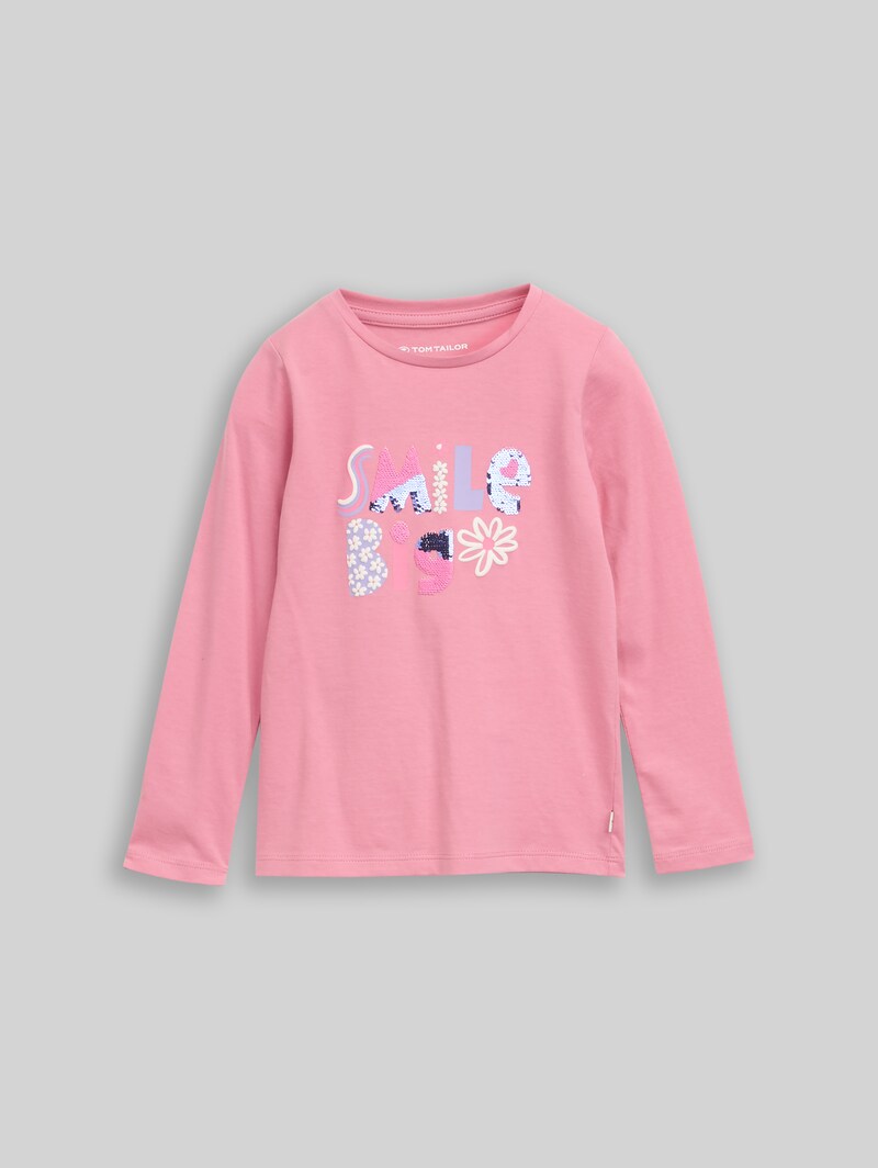 Tom Tailor Langarmshirt mit Wendepailletten - Smooth Rose