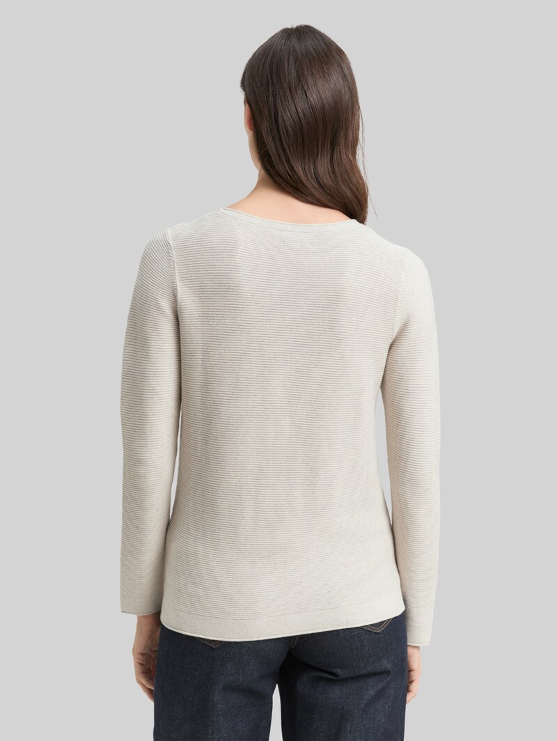 Tom Tailor Strickpullover mit Rundhalsausschnitt - Dusty Alabaster Melange