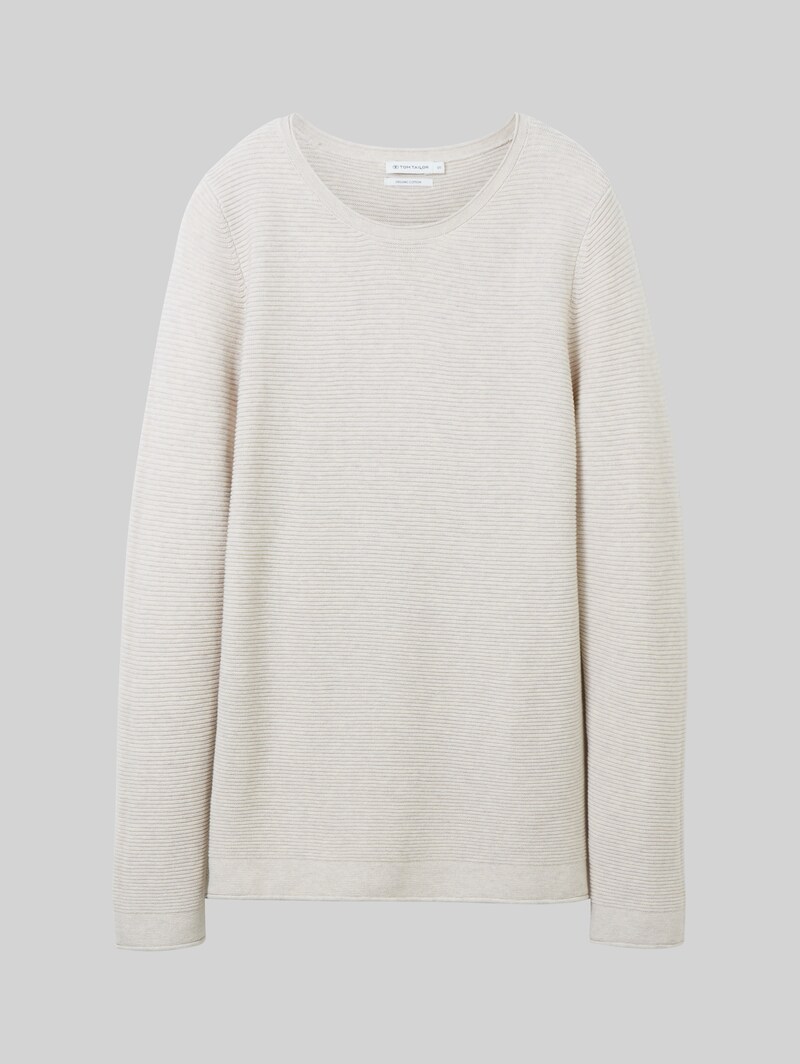 Tom Tailor Strickpullover mit Rundhalsausschnitt - Dusty Alabaster Melange