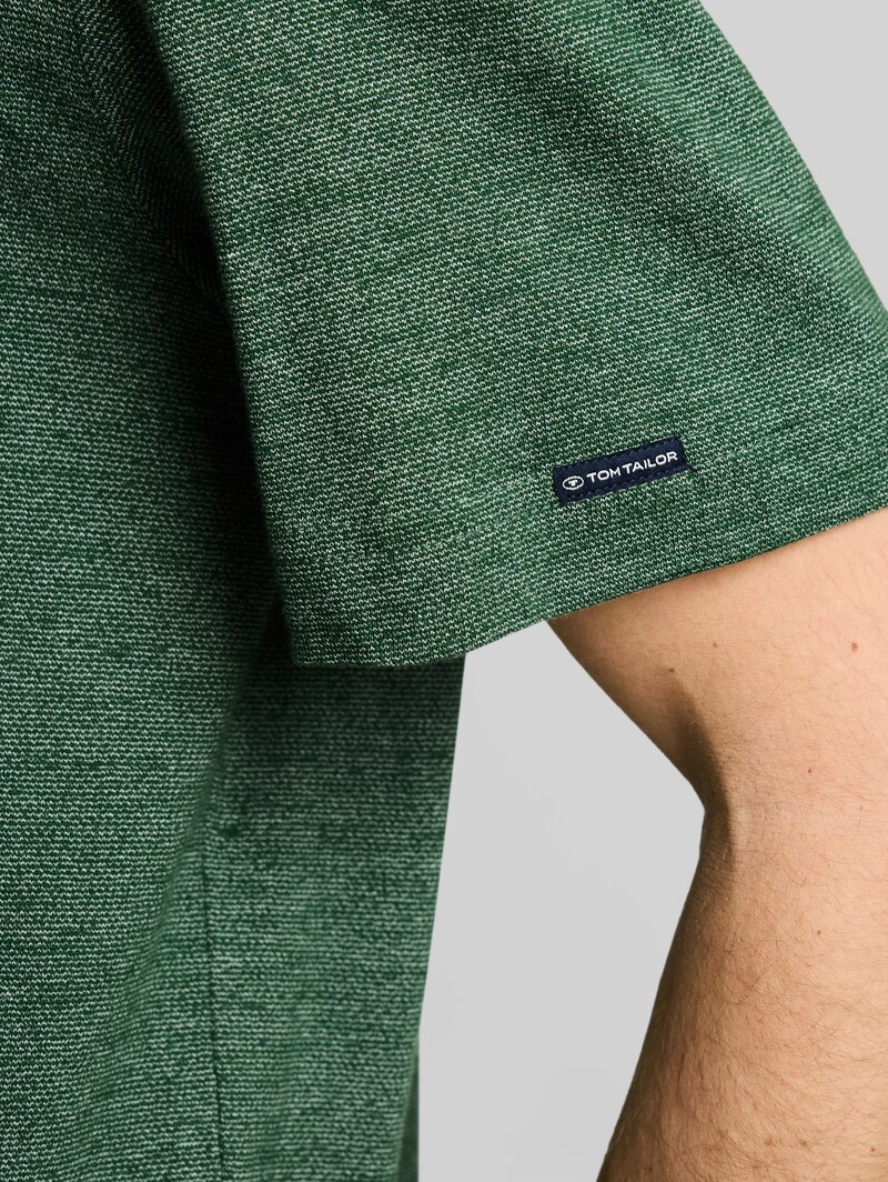Tom Tailor T-Shirt in Melange-Optik - Green Fine Stripe