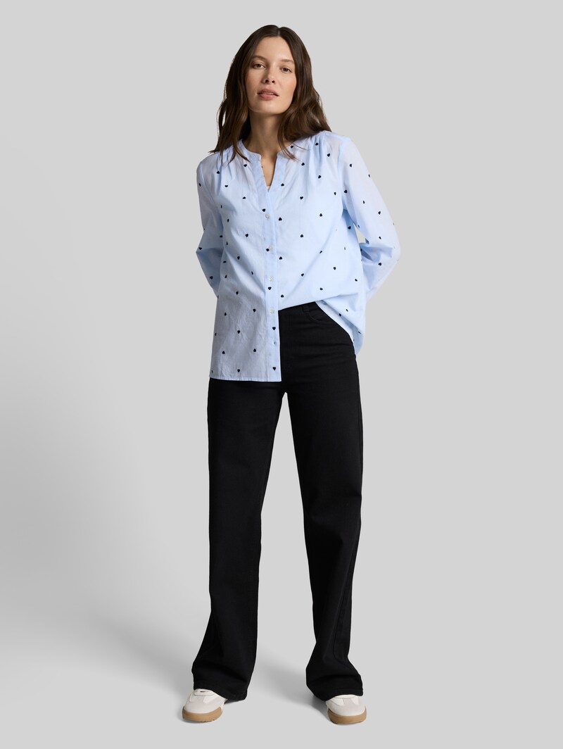 Tom Tailor Bluse mit Herz-Stickerei - Blue Heart Design Tom Tailor Bluse mit Herz-Stickerei - Blue Heart Design