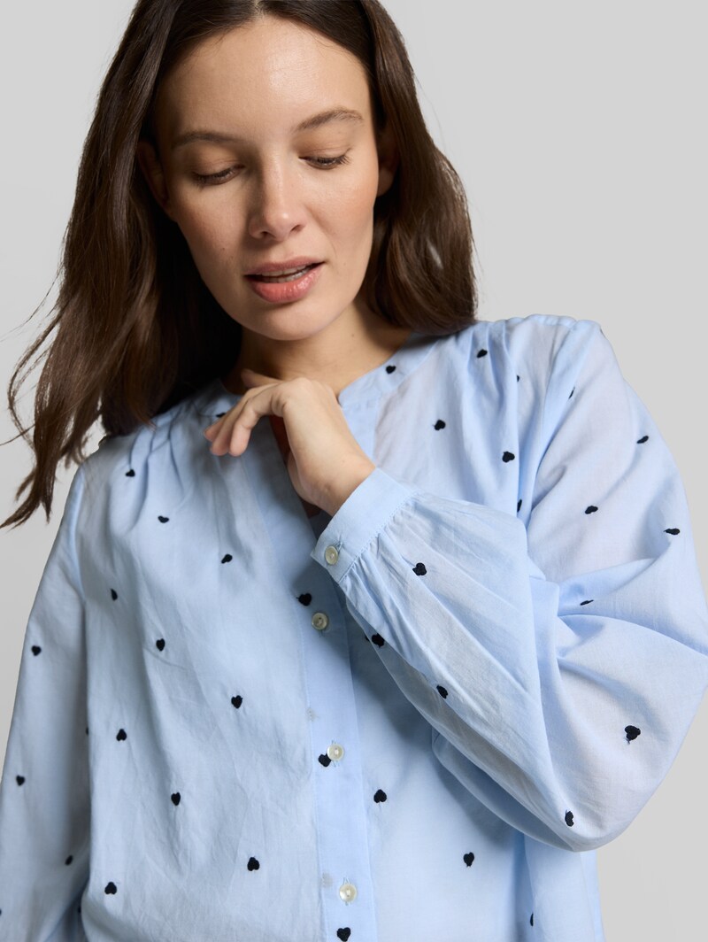 Tom Tailor Bluse mit Herz-Stickerei - Blue Heart Design