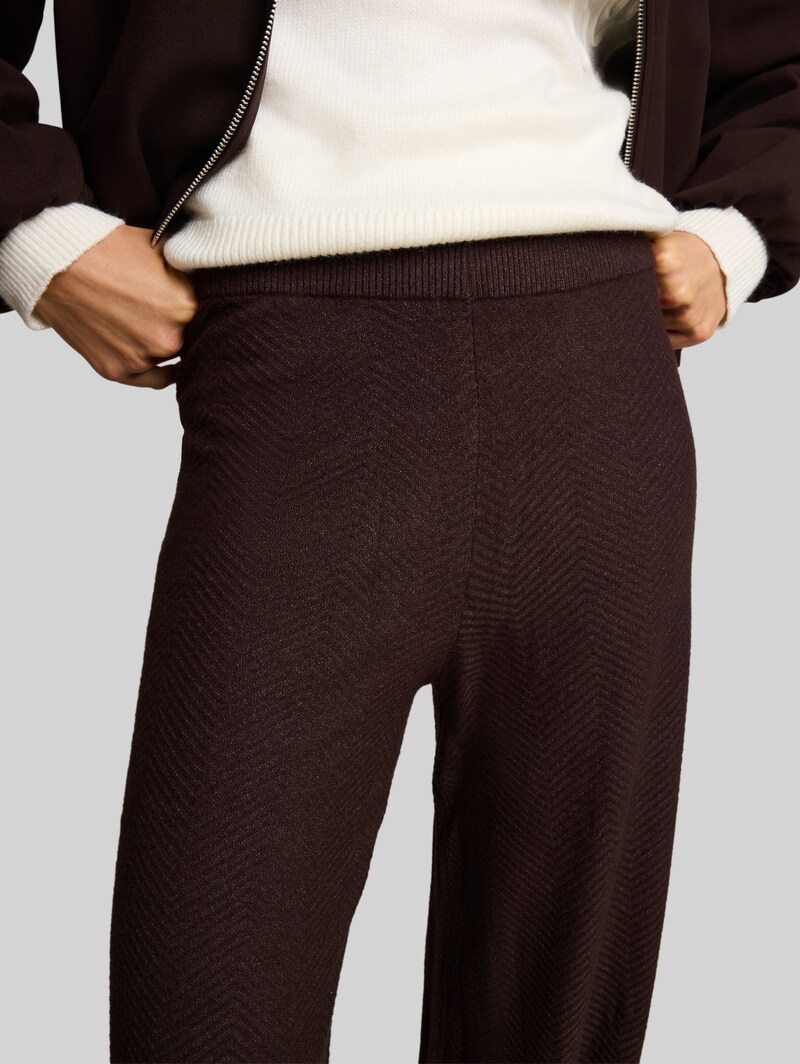 Tom Tailor Wide Leg Strickhose - Java Dark Brown Melange