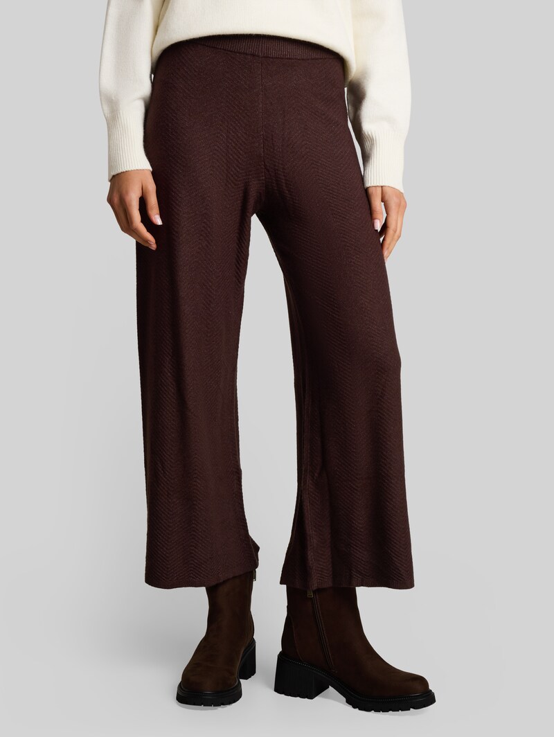 Tom Tailor Wide Leg Strickhose - Java Dark Brown Melange