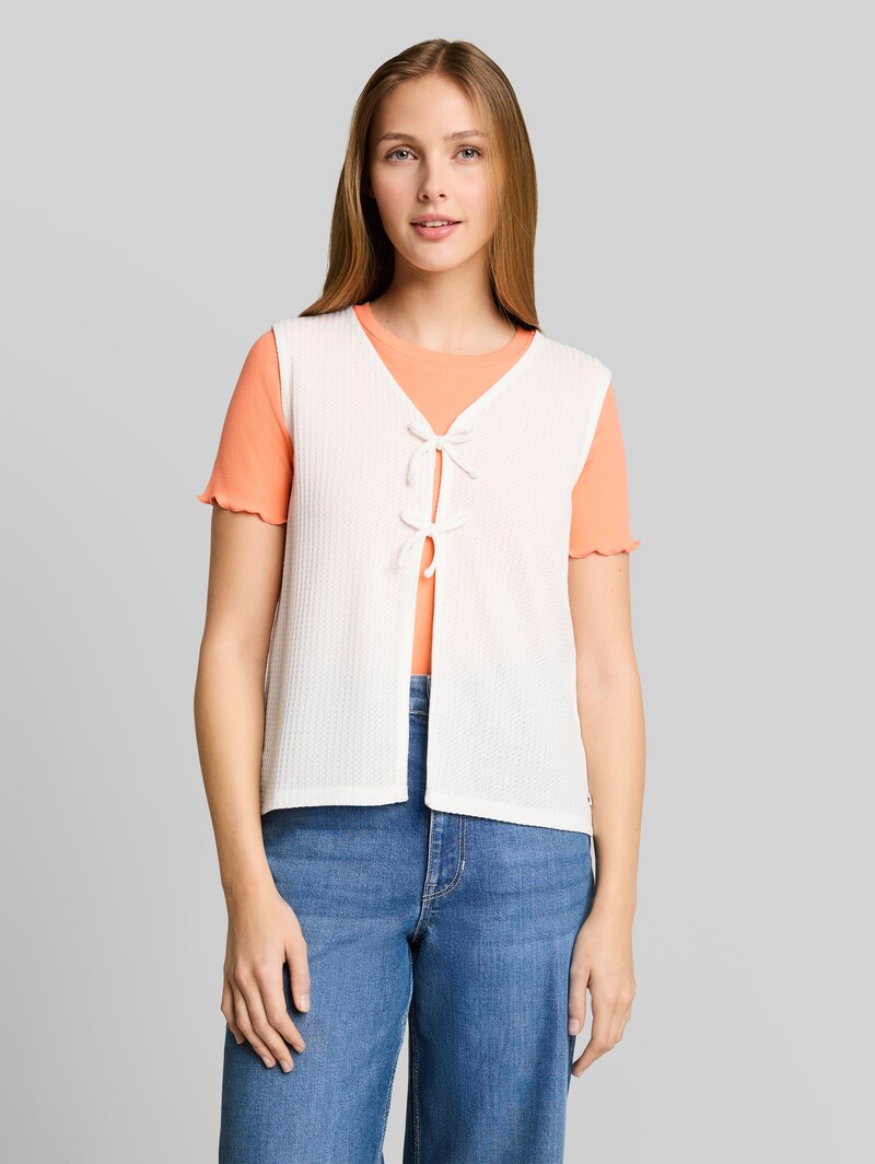 Tom Tailor Top mit Schleifen-Details - Off White Tom Tailor Top mit Schleifen-Details - Off White