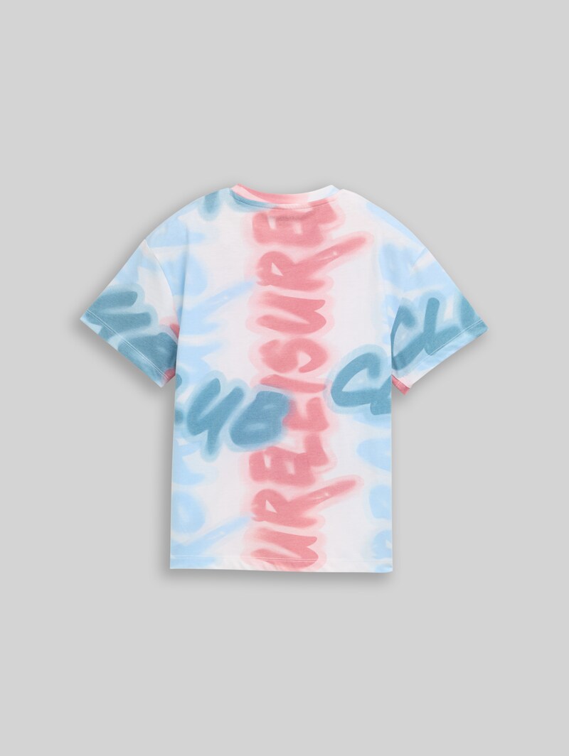 Tom Tailor Oversize T-Shirt mit Muster - Blurred Wording Design Tom Tailor Oversize T-Shirt mit Muster - Blurred Wording Design