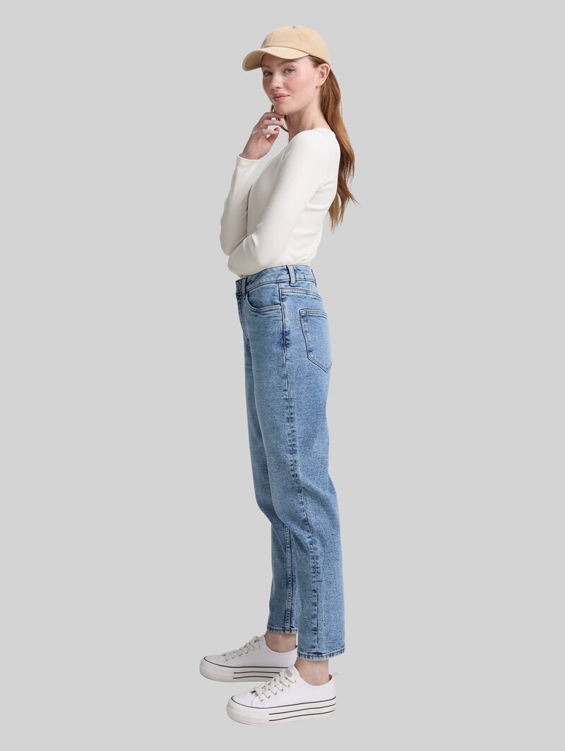 Tom Tailor TTLINLEY MOM High Waist Ankle Jeans - Used Mid Stone Blue Denim