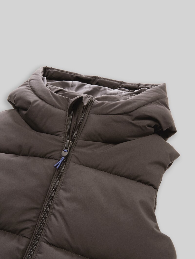 Tom Tailor Puffer-Weste mit Kapuze - Coal Mine Grey