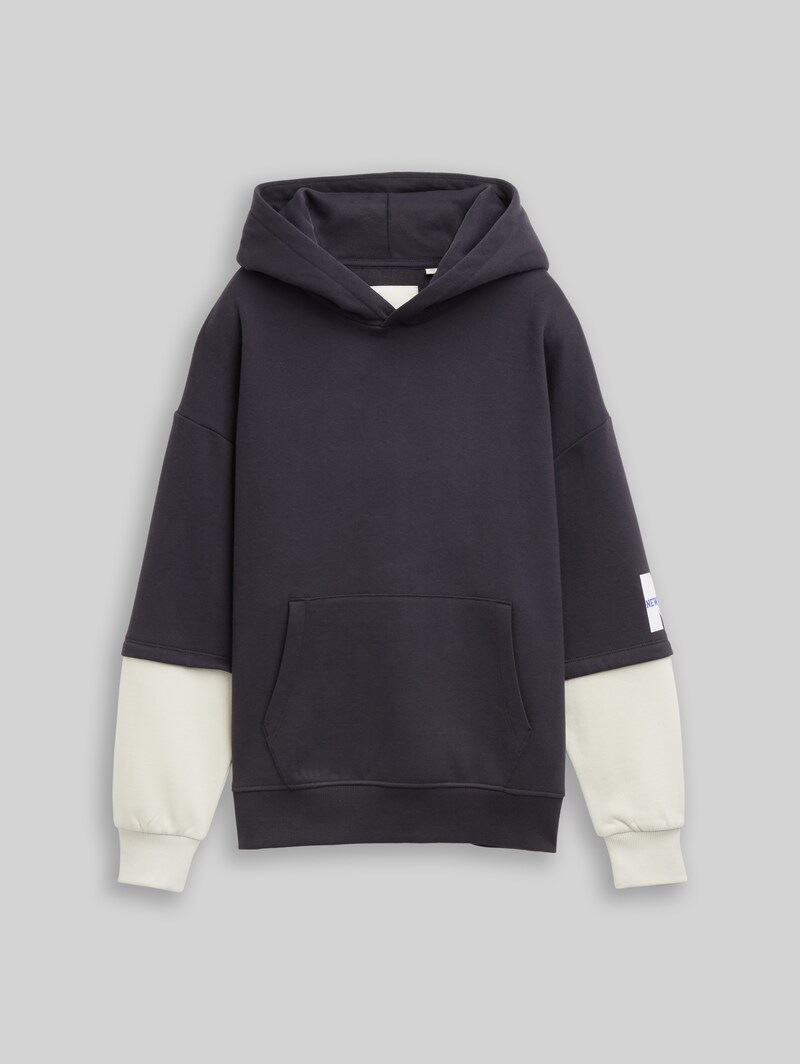 Tom Tailor Oversize Hoodie Sweatshirt im 2-in-1-Look - Coal Grey