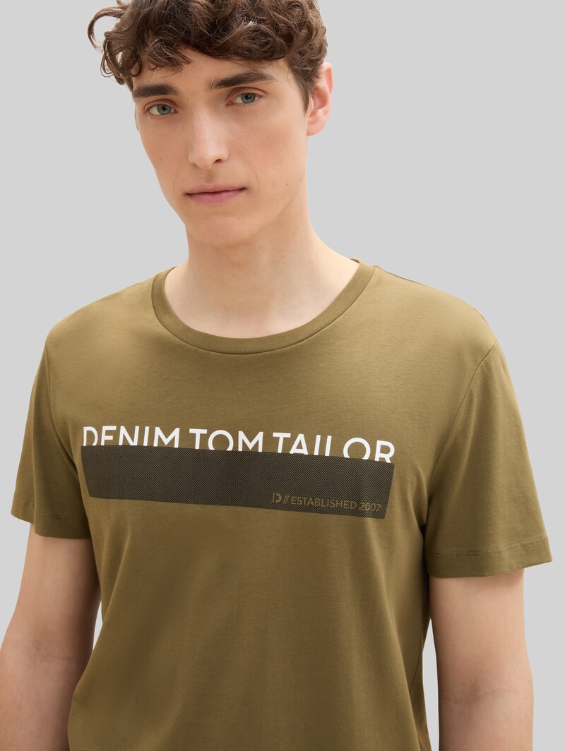 Tom Tailor T-Shirt mit Print im 3er-Pack - Dry Greyish Olive