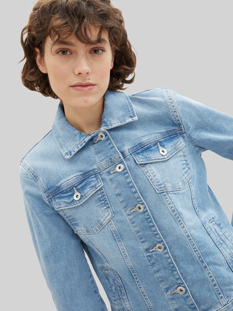 Tom Tailor Jeansjacke mit recycelter Baumwolle - Light Stone Blue Denim