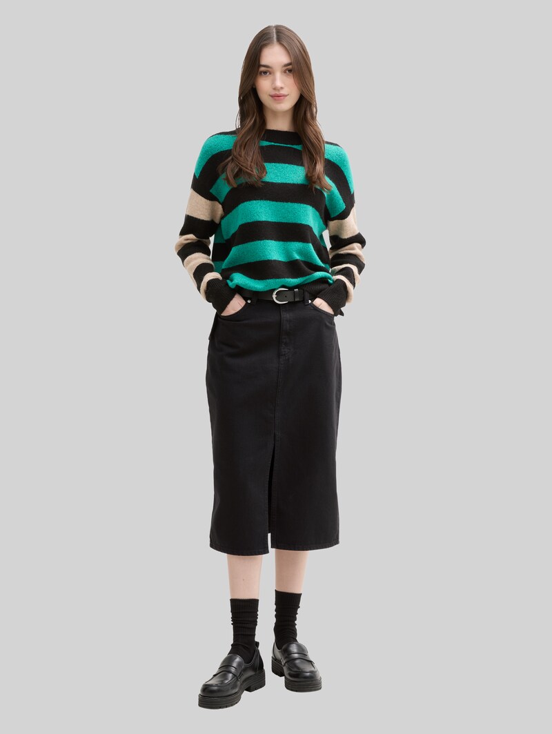 Tom Tailor Midi-Jeansrock mit Schlitz - Deep Black