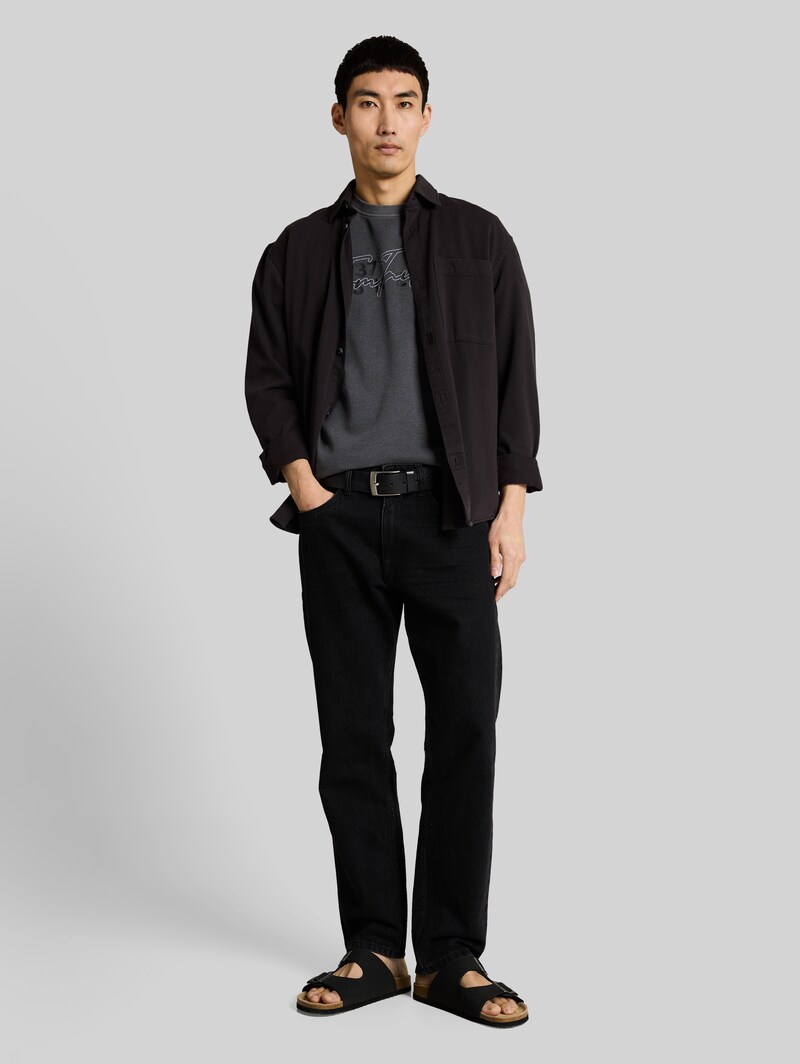 Tom Tailor T-Shirt mit Waffelstruktur - Tarmac Grey
