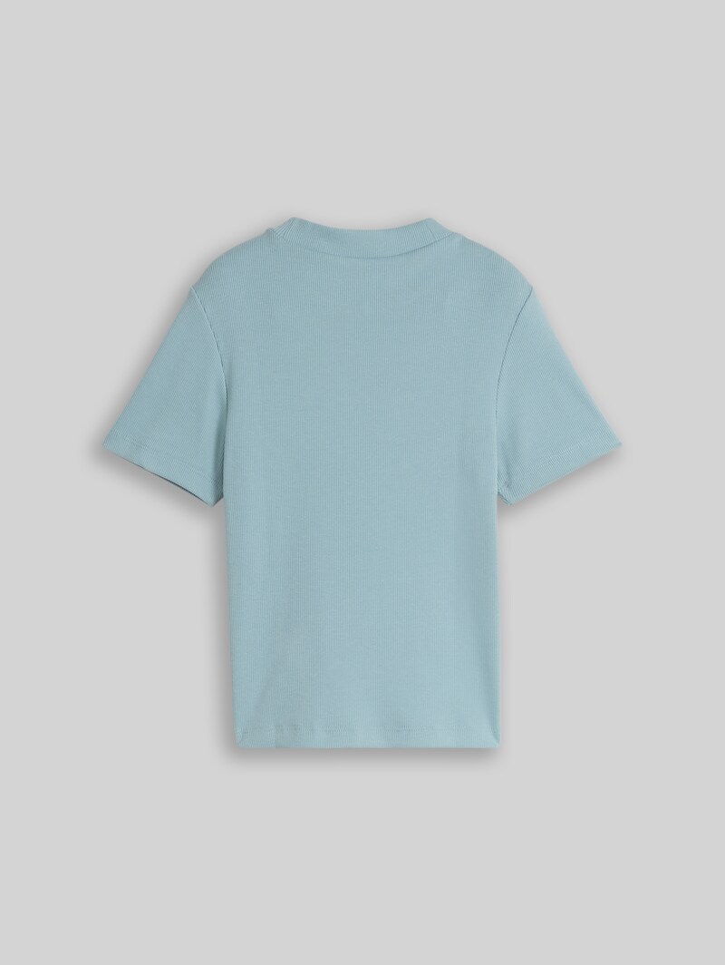 Tom Tailor Cropped T-Shirt mit Rippstruktur - Tourmaline Tom Tailor Cropped T-Shirt mit Rippstruktur - Tourmaline