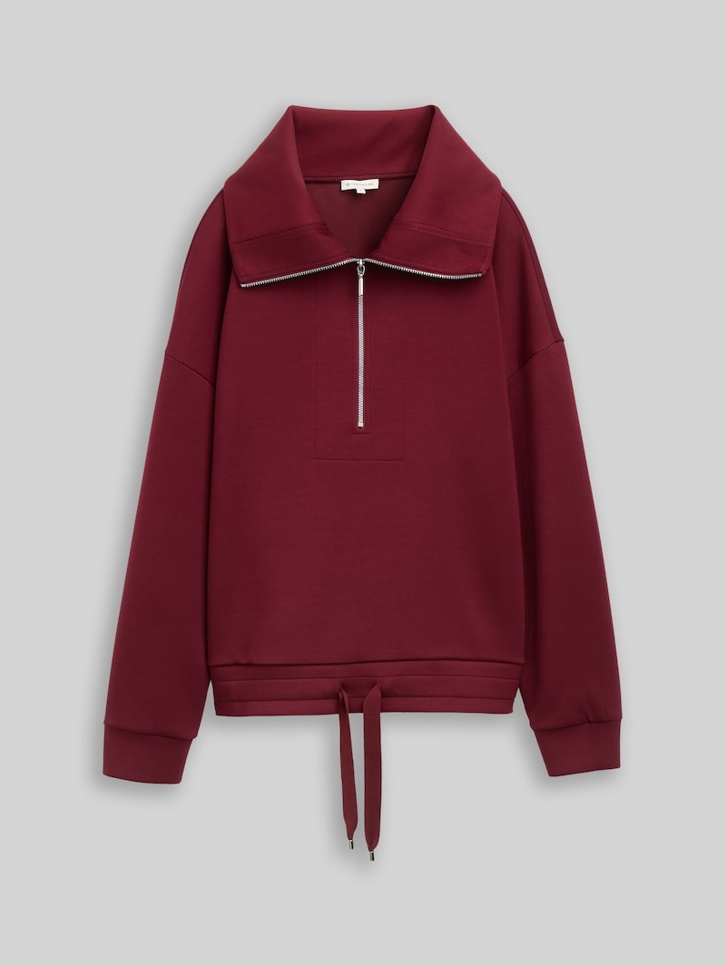 Tom Tailor Troyer Sweatshirt aus Scuba - Preppy Plum