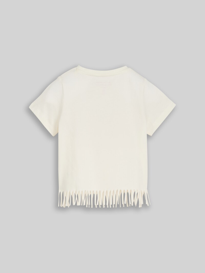 Tom Tailor T-Shirt mit Fransen - Wool White Tom Tailor T-Shirt mit Fransen - Wool White