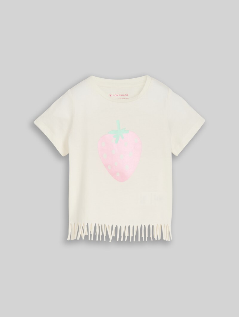 Tom Tailor T-Shirt mit Fransen - Wool White