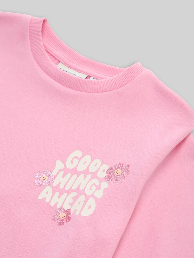 Tom Tailor Oversize Sweatshirt mit Print - Lovely Pink