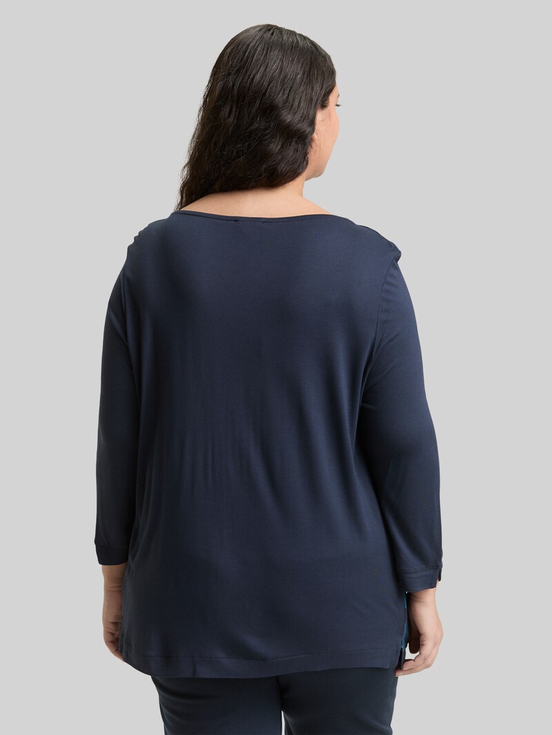 Tom Tailor Plus Size - Langarmshirt im Material-Mix - Lunar Eclipse