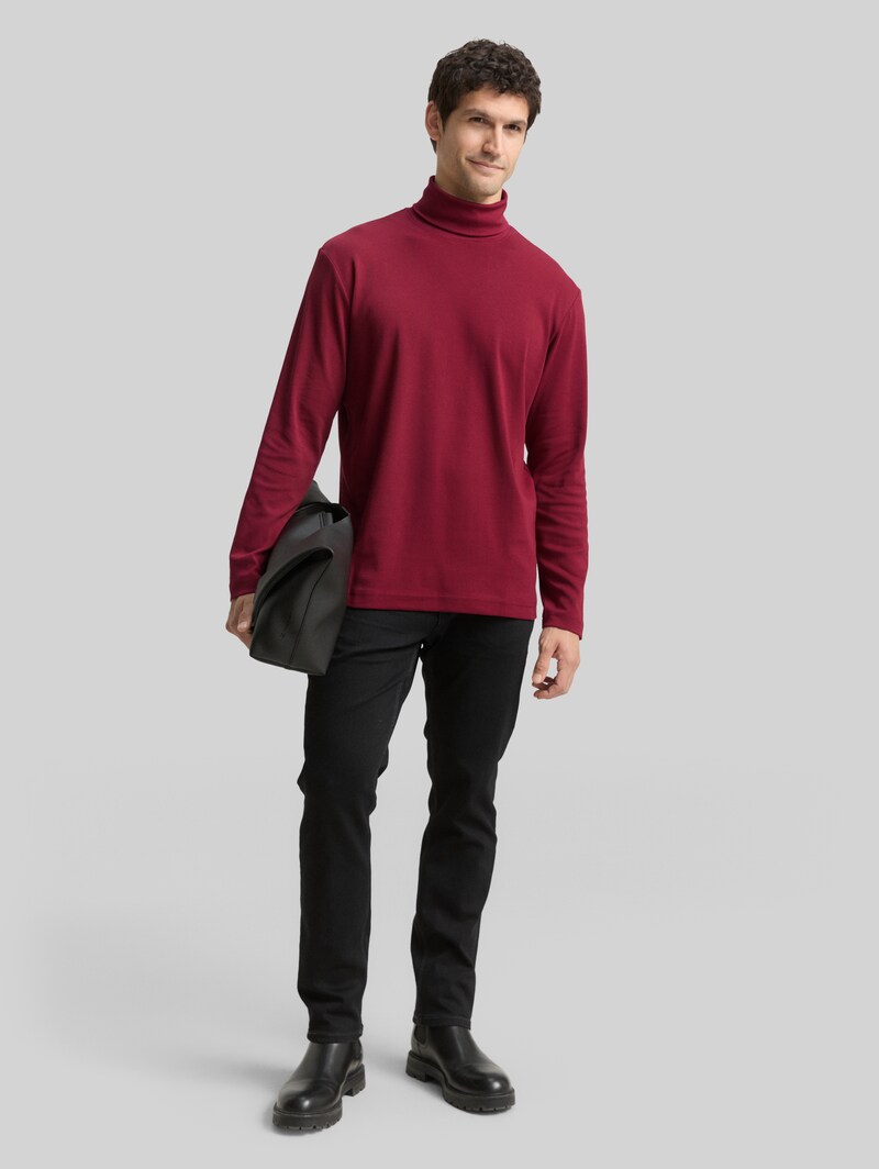 Tom Tailor Basic Rollkragenshirt - Cabarnet Bordeaux Red
