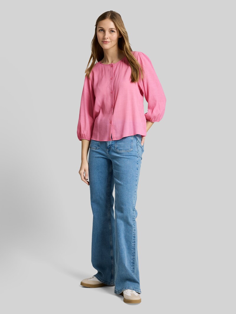 Tom Tailor Crinkle Bluse mit Knopfleiste - Soft Blush Rose