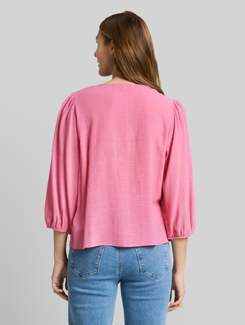 Tom Tailor Crinkle Bluse mit Knopfleiste - Soft Blush Rose