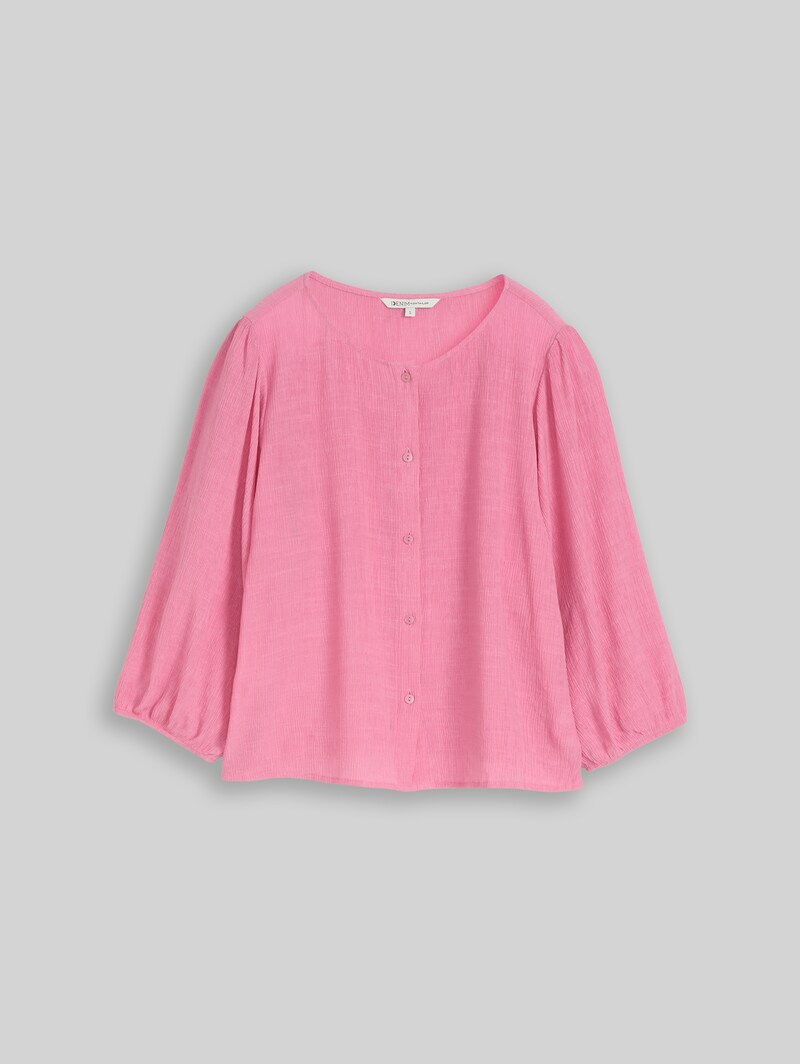 Tom Tailor Crinkle Bluse mit Knopfleiste - Soft Blush Rose