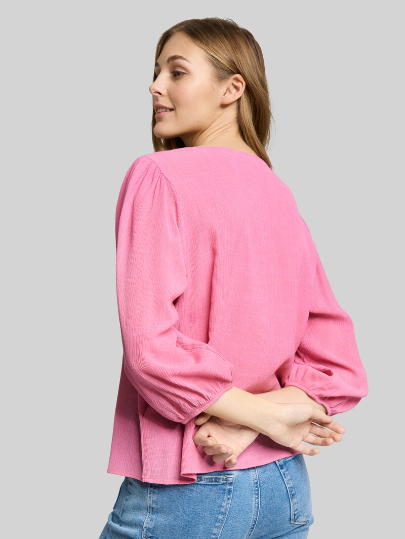 Tom Tailor Crinkle Bluse mit Knopfleiste - Soft Blush Rose