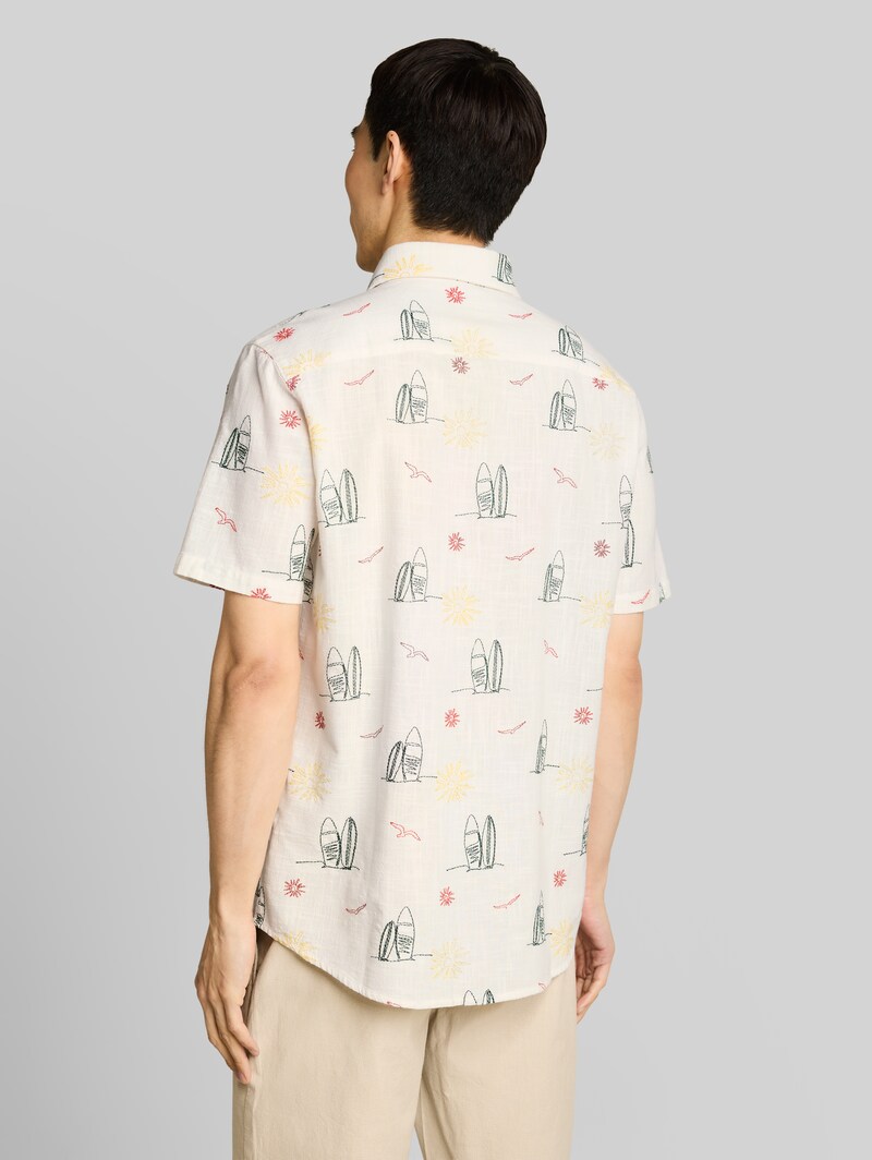 Tom Tailor Regular Fit Kurzarmhemd mit Stickereien - Summer Surf Design