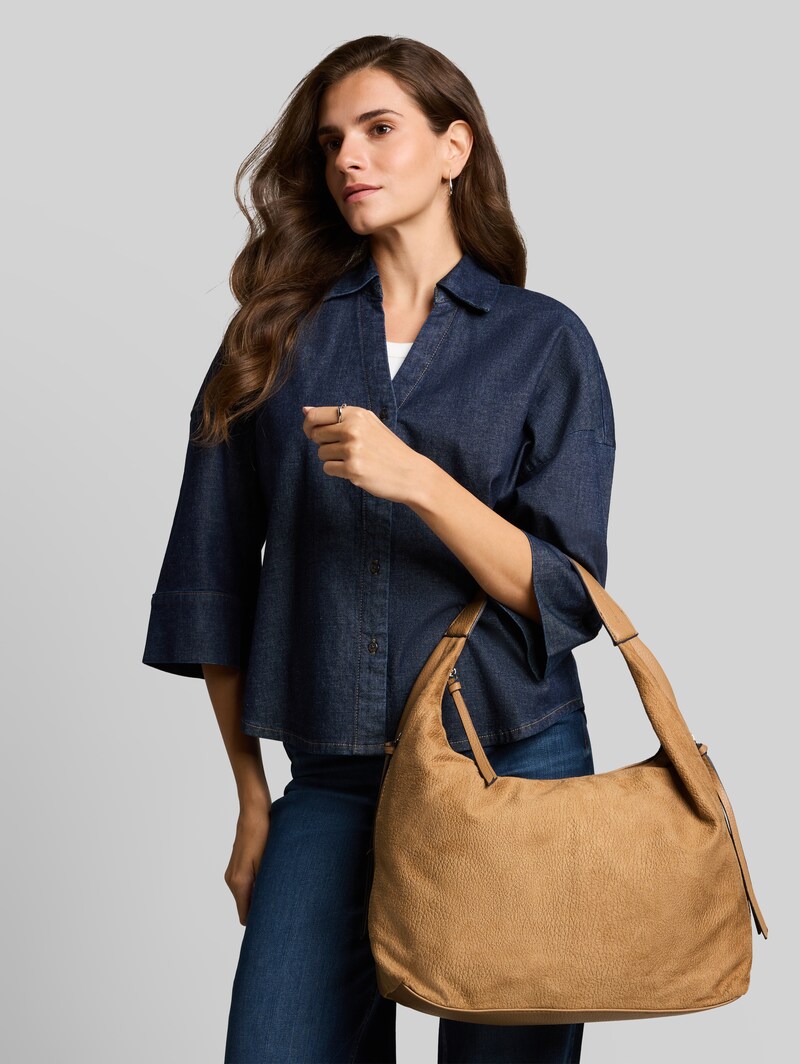 Tom Tailor TTAIANA L Beuteltasche in Wildleder-Optik - Camel / Camel Nature